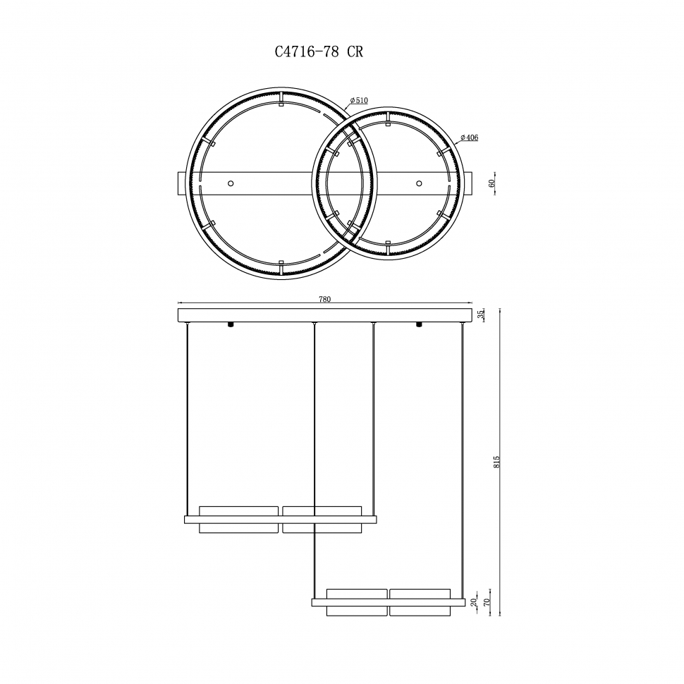 картинка Светильник подвесной iLedex Meridian iLedex C4716-78 CR от магазина pro-decor.kz