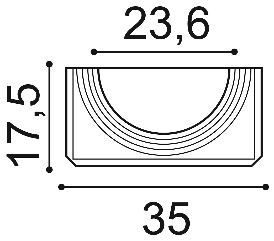 K1131 база полуколонны 35 x 17,5 x 57,5