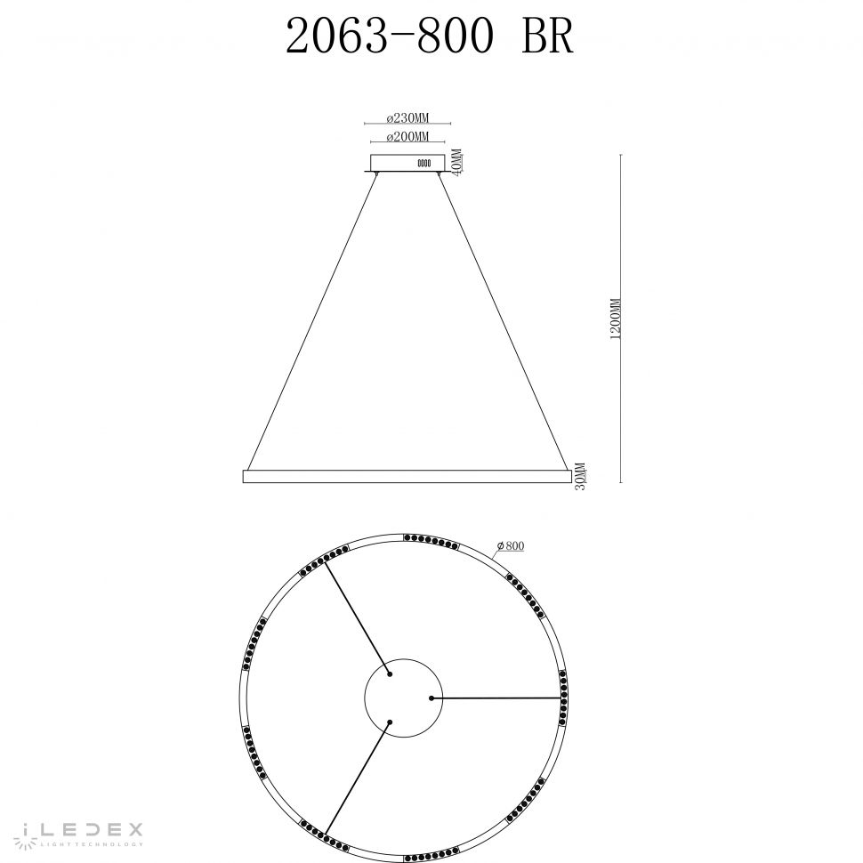 картинка Светильник подвесной iLedex Vision iLedex 2063-D800 BR от магазина pro-decor.kz