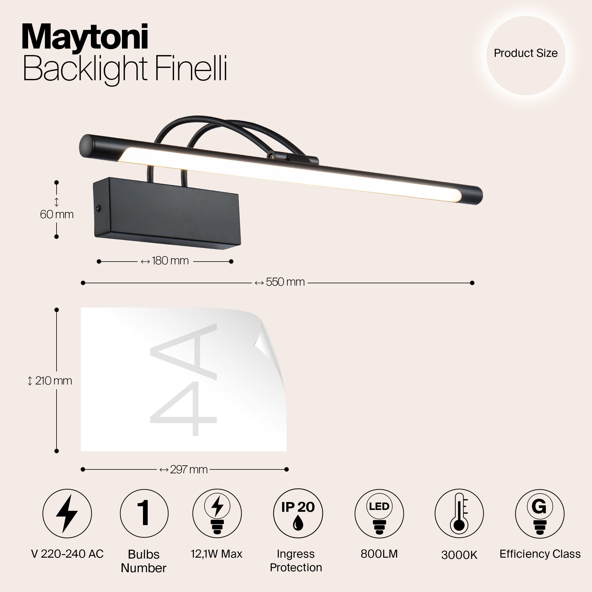 картинка Подсветка для картин Maytoni Finelli MIR004WL-L12B от магазина pro-decor.kz