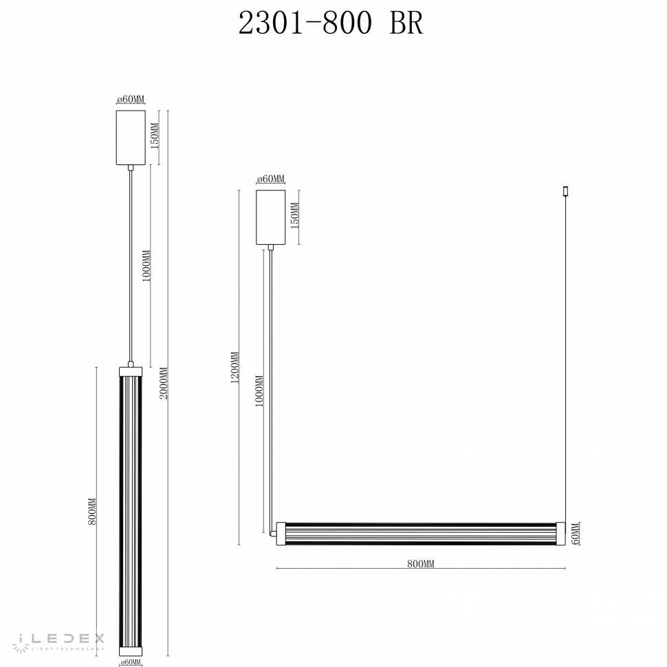 картинка Светильник подвесной iLedex Rocks iLedex 2301-800 BR от магазина pro-decor.kz
