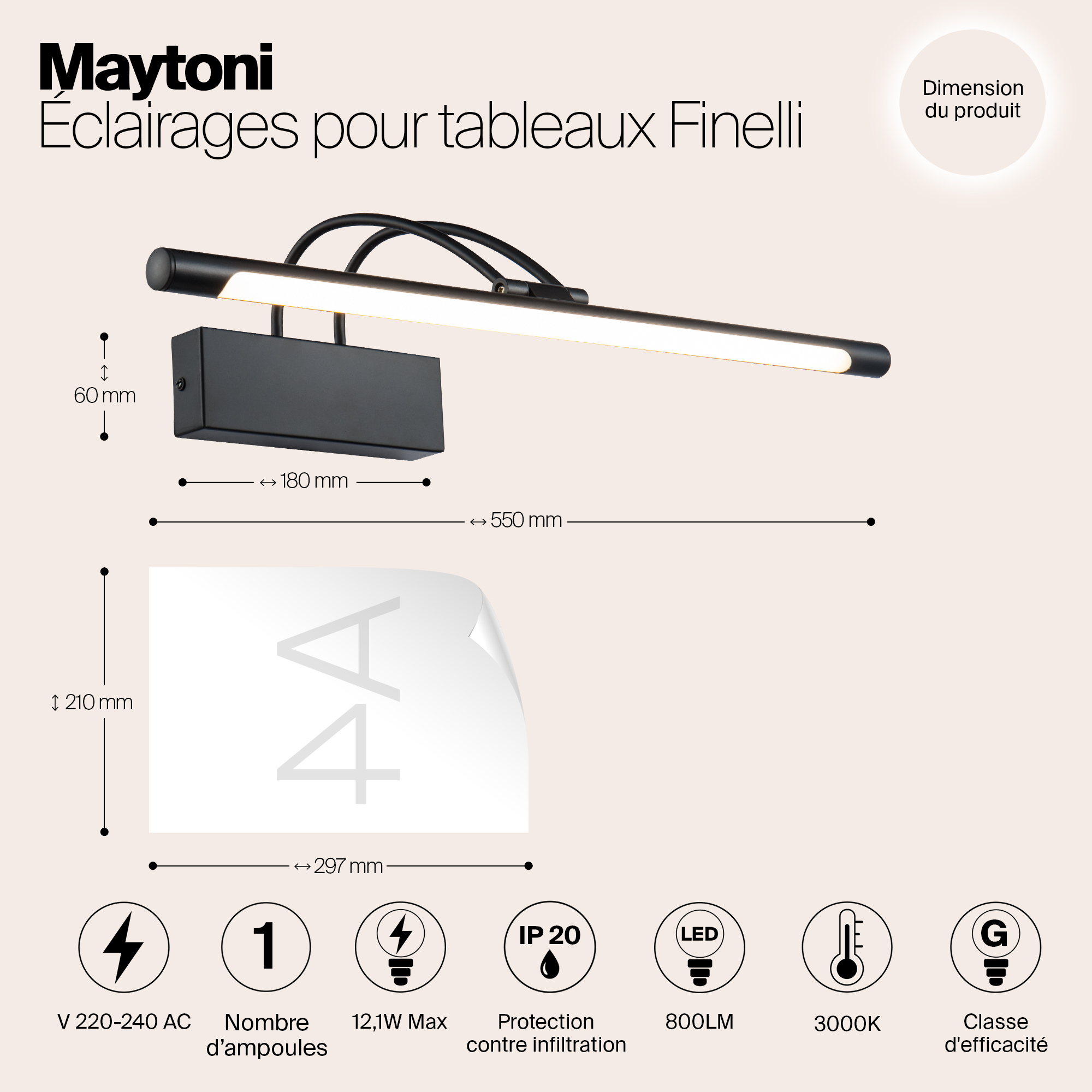 картинка Подсветка для картин Maytoni Finelli MIR004WL-L12B от магазина pro-decor.kz