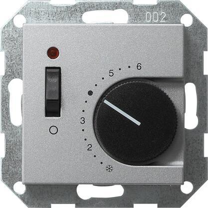 картинка Термостат Gira System 55 помещения алюминий 039326 от магазина pro-decor.kz